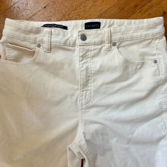 Talbots Corduroy Straight Leg Pants in Winter White Size 10 - Picture 3 of 4